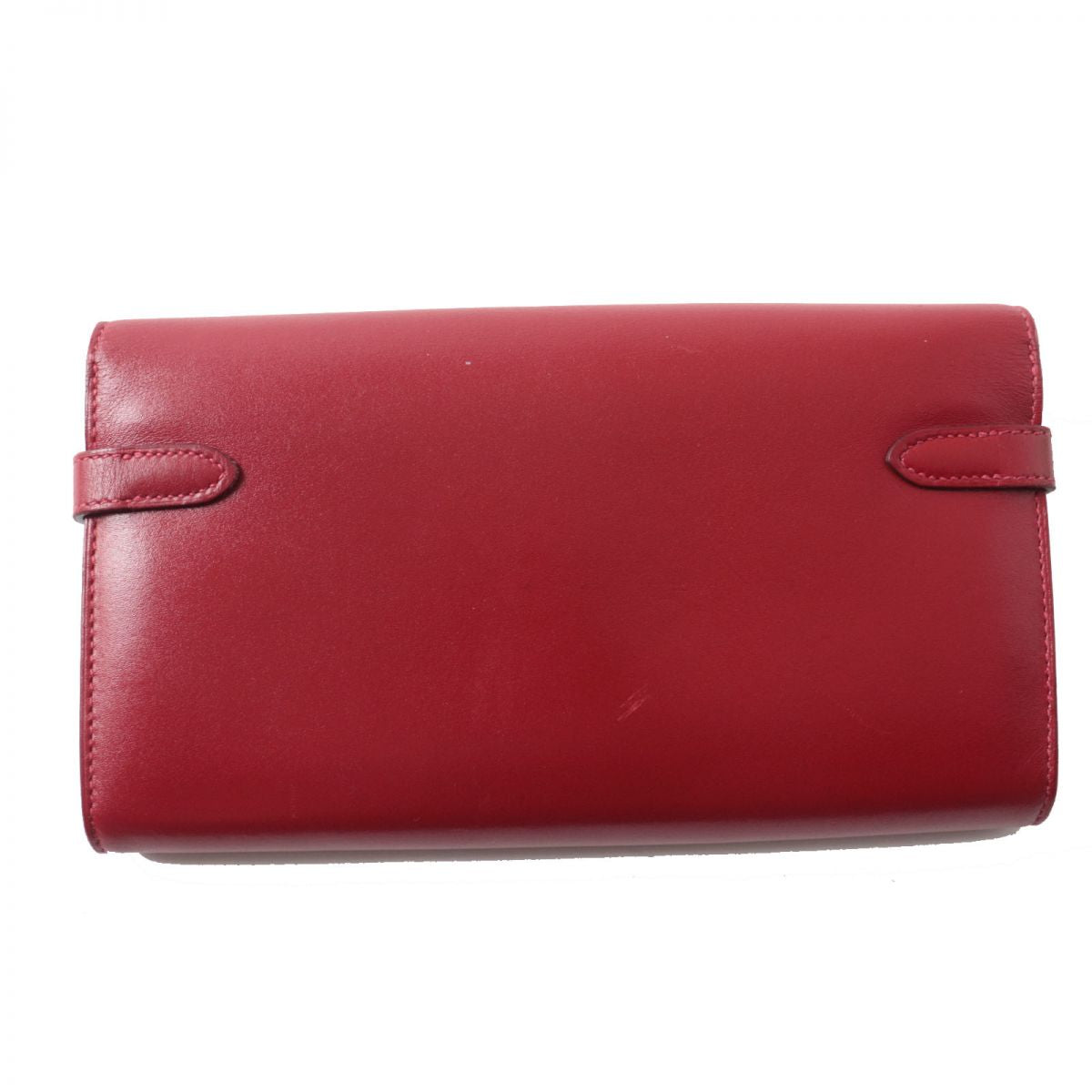 HERMES Long Wallet Purse Main: Box calf Rouge Grena x SilverMetal Women