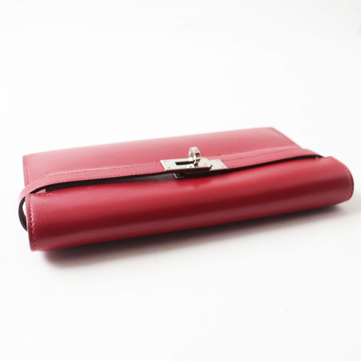 HERMES Long Wallet Purse Main: Box calf Rouge Grena x SilverMetal Women