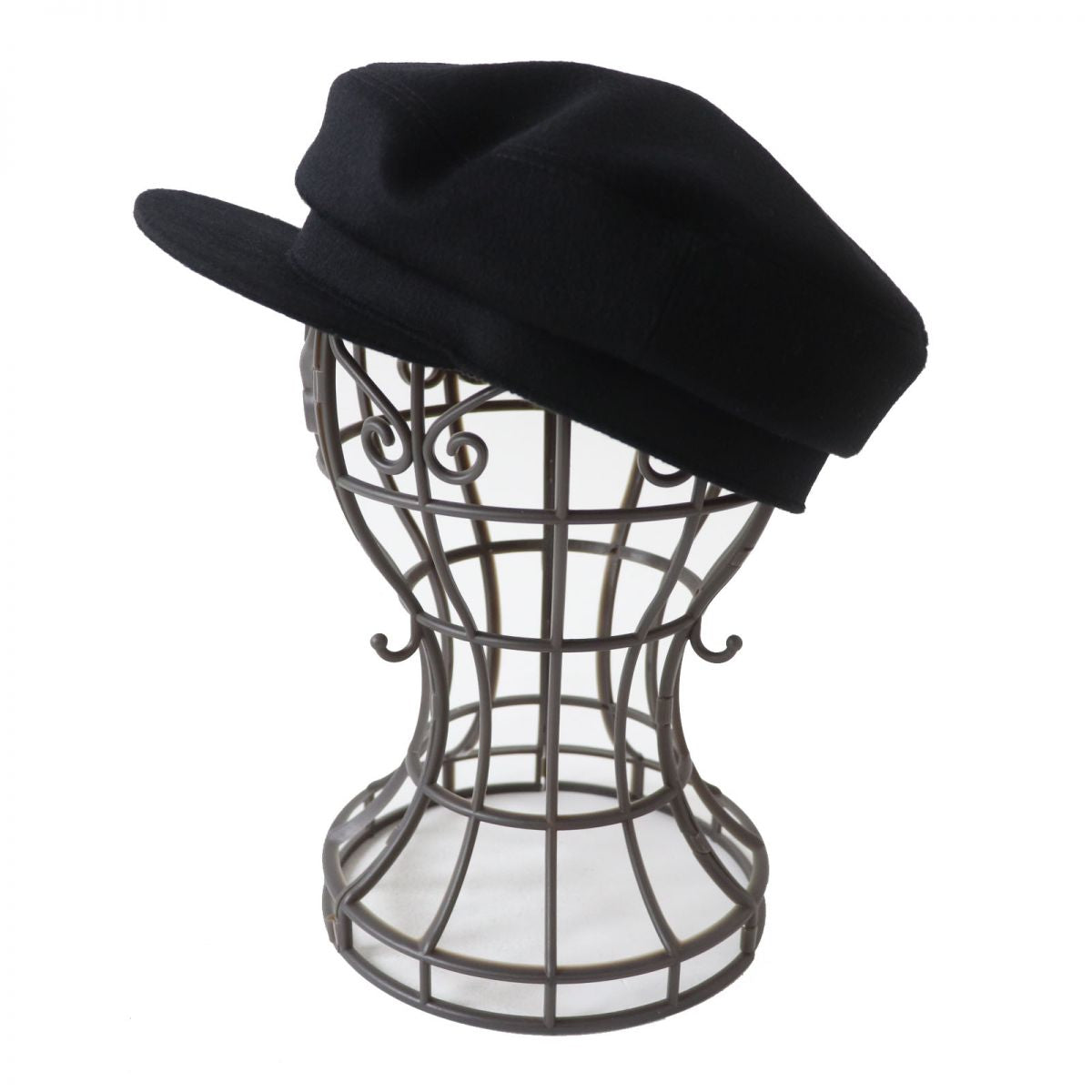 HERMES Casquette Outer: 100% cashmere, Lining: 65% rayon, Lining: 35% silk, Part: 56% cotton, Part: 44% rayon, Inner decoration: 100% polyester Black x Silver Metal Women 57