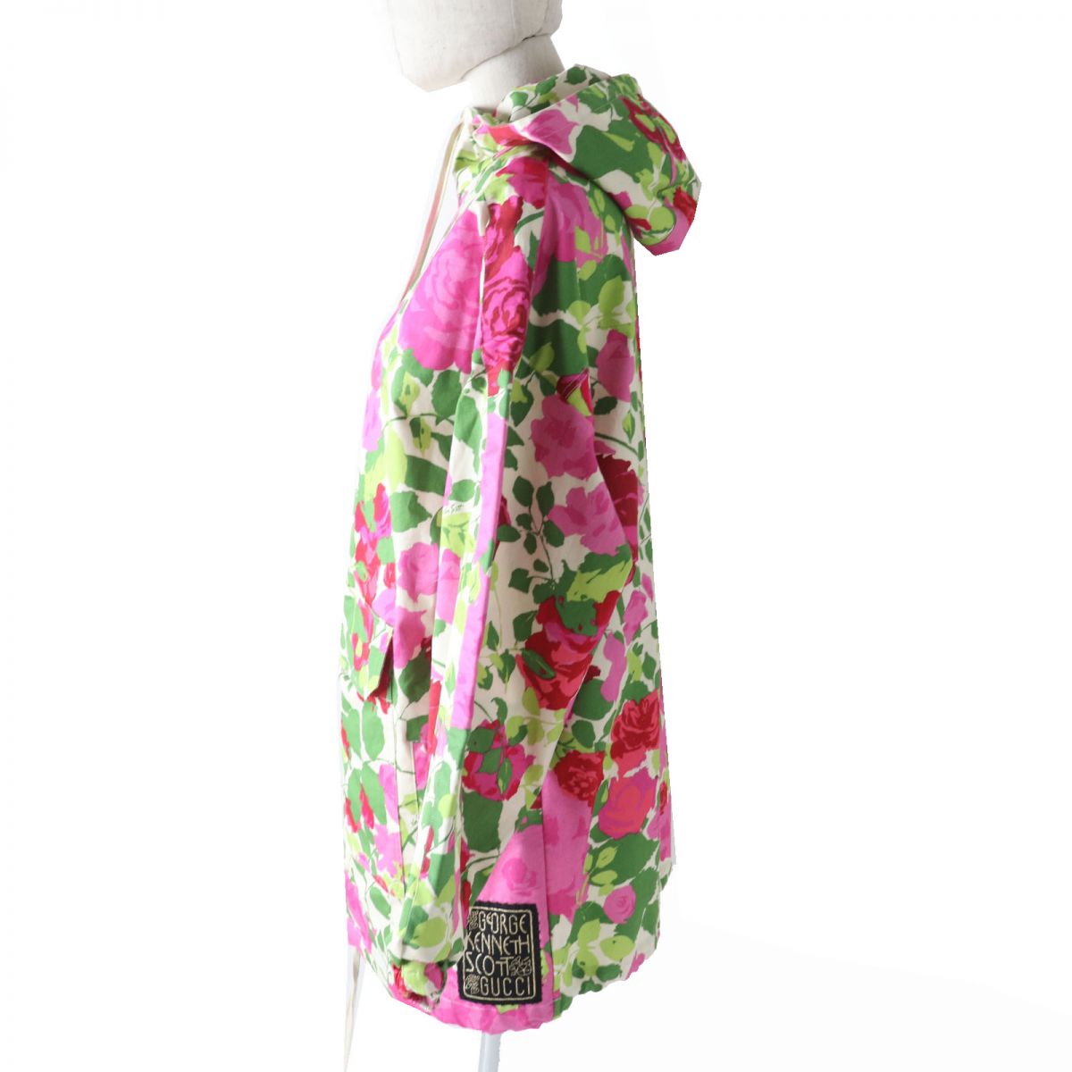 GUCCI Hoodie Outer material: 97% cotton, Outer material: 3% polyurethane, Part: 80% polyester, Part: 20% polyester Rose print<br>Pink x red x green Women XS