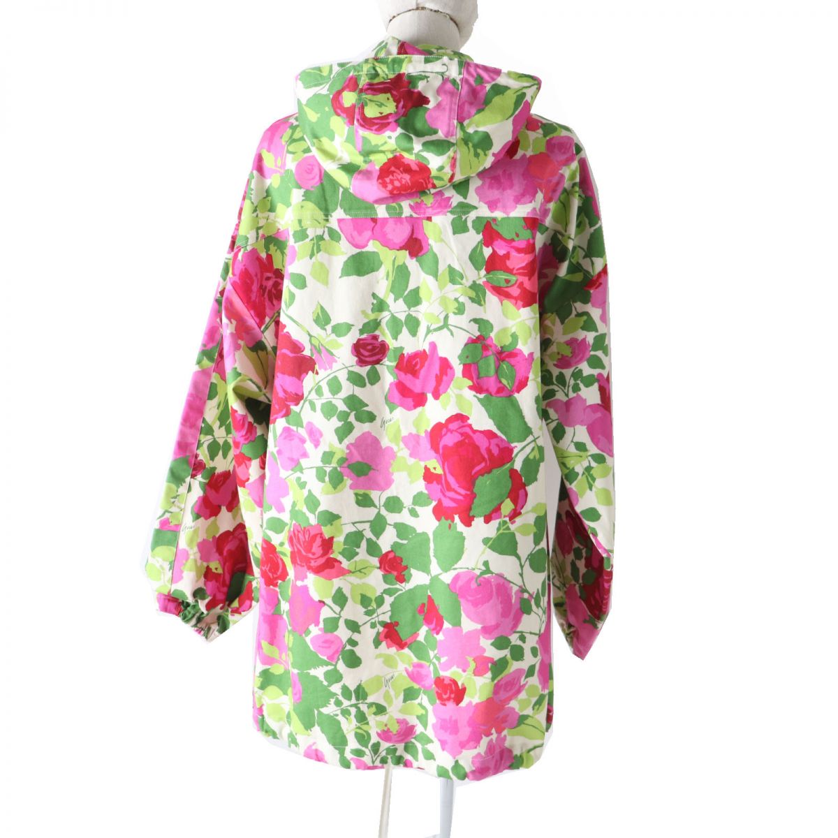 GUCCI Hoodie Outer material: 97% cotton, Outer material: 3% polyurethane, Part: 80% polyester, Part: 20% polyester Rose print<br>Pink x red x green Women XS