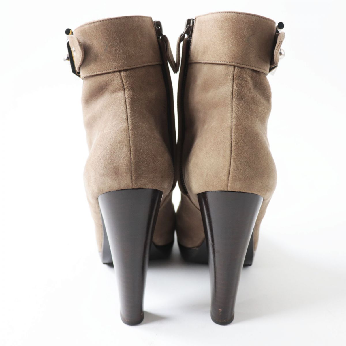 HERMES boots Main: Suede leather Mocha type x Silver Metal Women 37.5