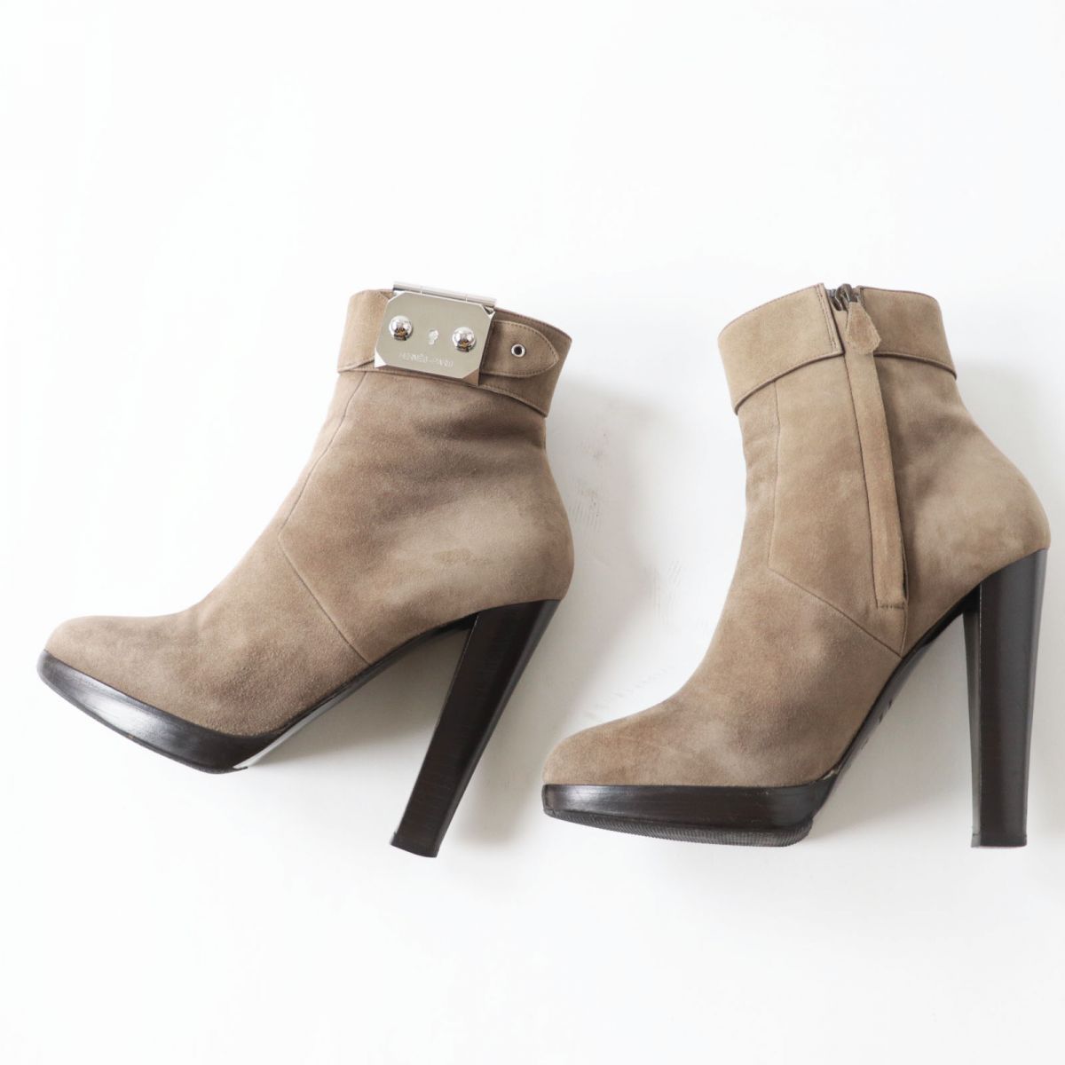 HERMES boots Main: Suede leather Mocha type x Silver Metal Women 37.5