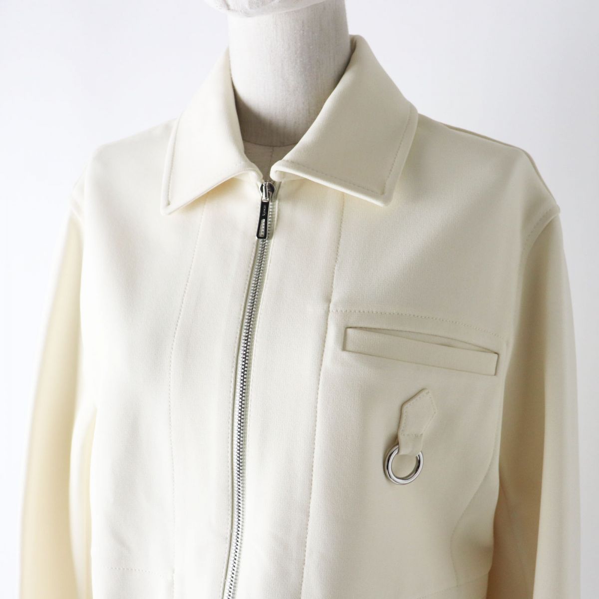 HERMES Jacket Main: 93% rayon, Main: 7% polyurethane, Lining: 65% rayon, Lining: 35% silk Ivory Women 36