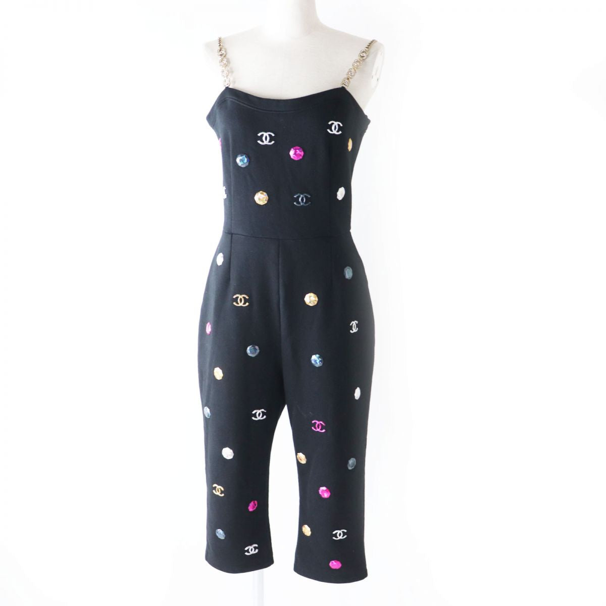 CHANEL overalls Main: 100% cotton Black x Multi Women 38