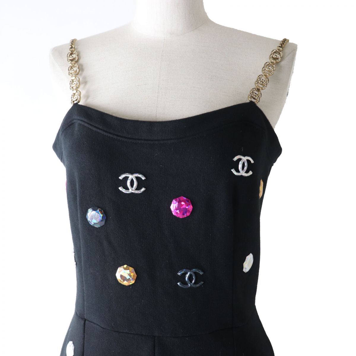 CHANEL overalls Main: 100% cotton Black x Multi Women 38
