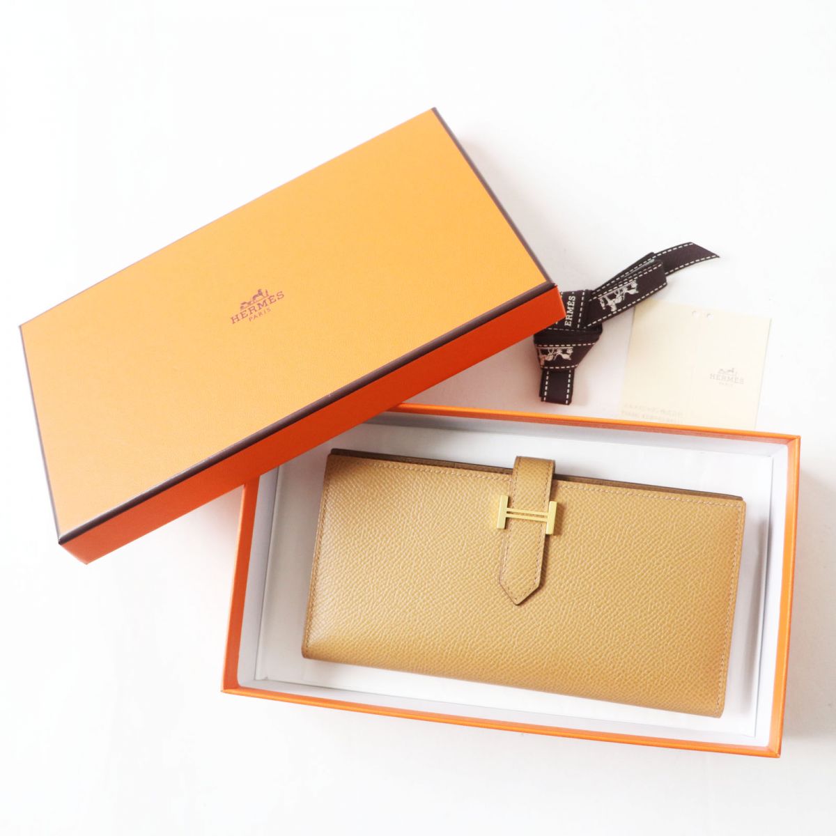 HERMES Long Wallet Purse Main�FEpsom Biscuit/Arzan Women