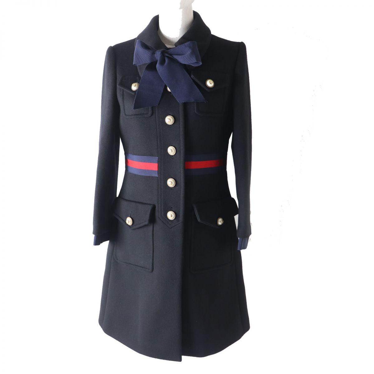 GUCCI coat Outer: 100% wool, part: 58% viscose (rayon), part: 38% cotton, part: 4% polyester, part: 50% cotton black Women 40
