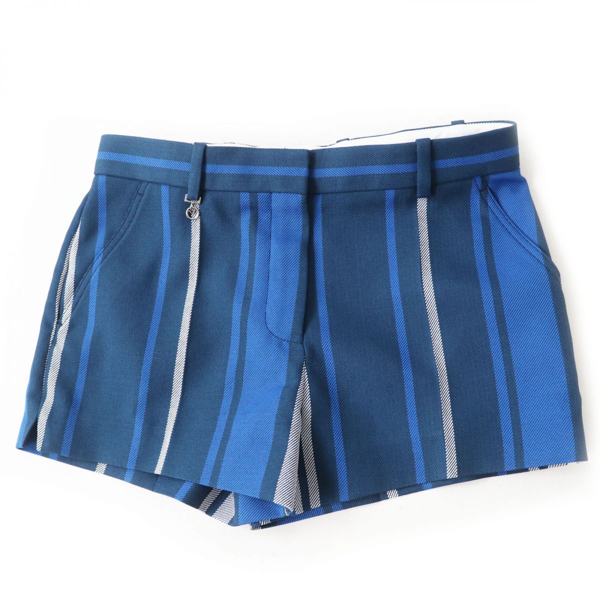LOUIS VUITTON Pants Outer: 100% polyester, Lining: 60% rayon, Lining: 35% cupra, Lining: 5% polyurethane Blue type Stripe Pattern Women 38