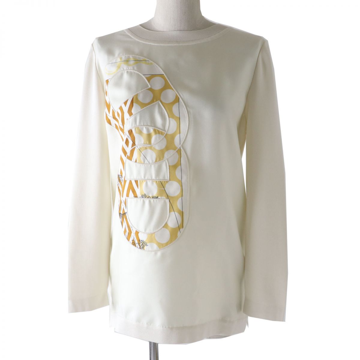 HERMES knit Main: 100% silk, part: 8% nylon, part: 2% polyurethane, part: 100% polyester White type Women 34