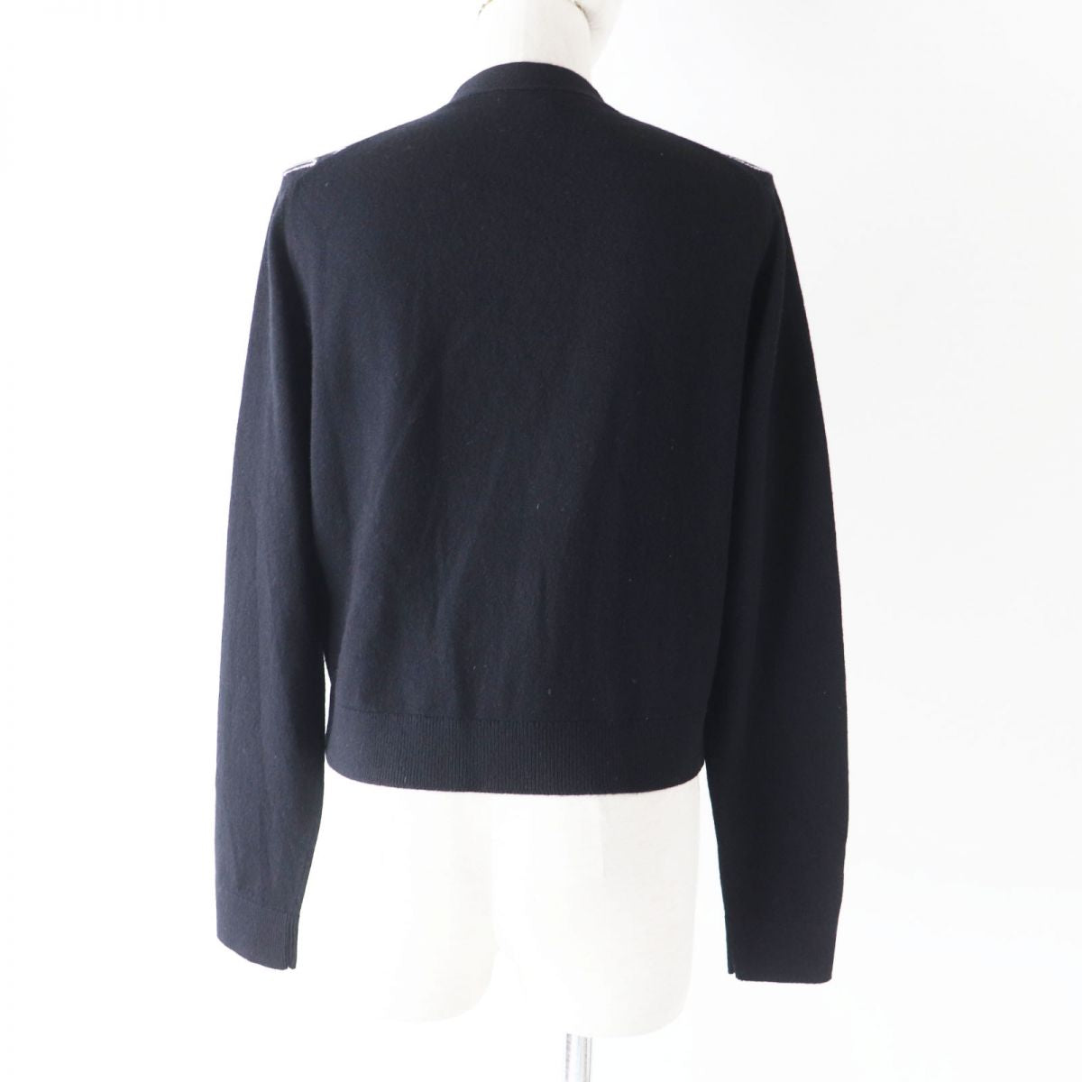 CHANEL knit Main: 99% cashmere, Main: 1% elastane, Part: 100% cashmere Black x White (Tricolor Pattern) Women 40