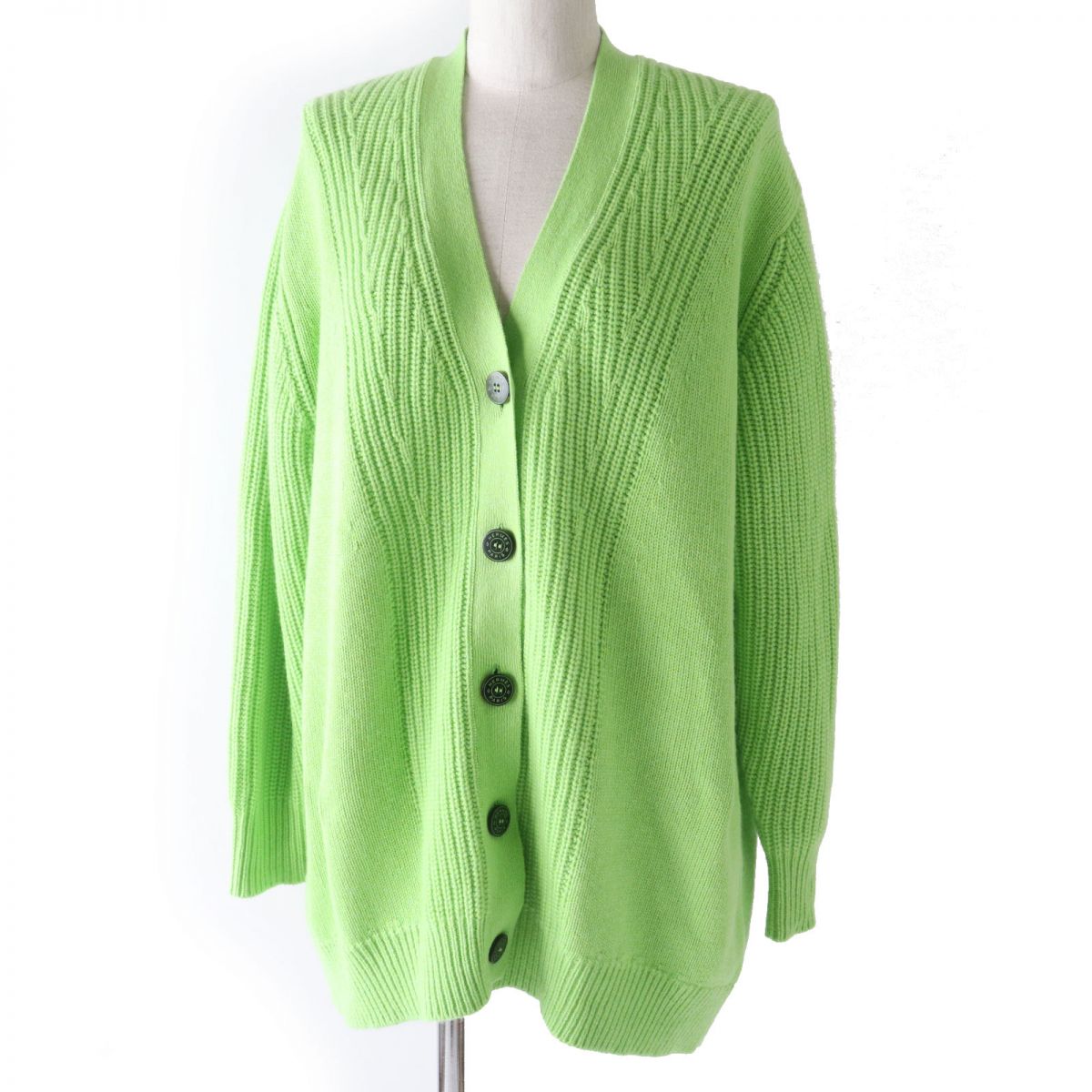 HERMES cardigan Main: 64% cashmere, Main: 36% cotton Light green Women 34