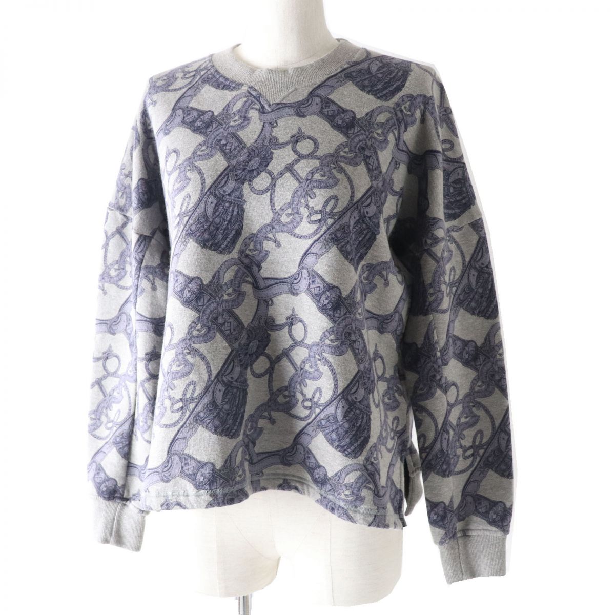 HERMES sweat Main: 86% cotton, Main: 14% camel, Part: 74% cotton, Part: 18% camel, Part: 8% polyurethane Gray x purple<br>Bride de Cour Women 34