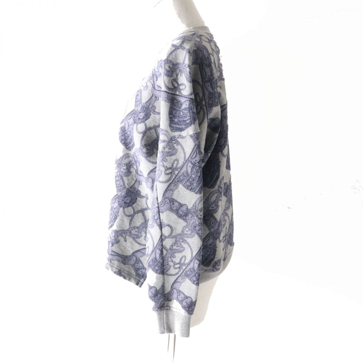 HERMES sweat Main: 86% cotton, Main: 14% camel, Part: 74% cotton, Part: 18% camel, Part: 8% polyurethane Gray x purple<br>Bride de Cour Women 34