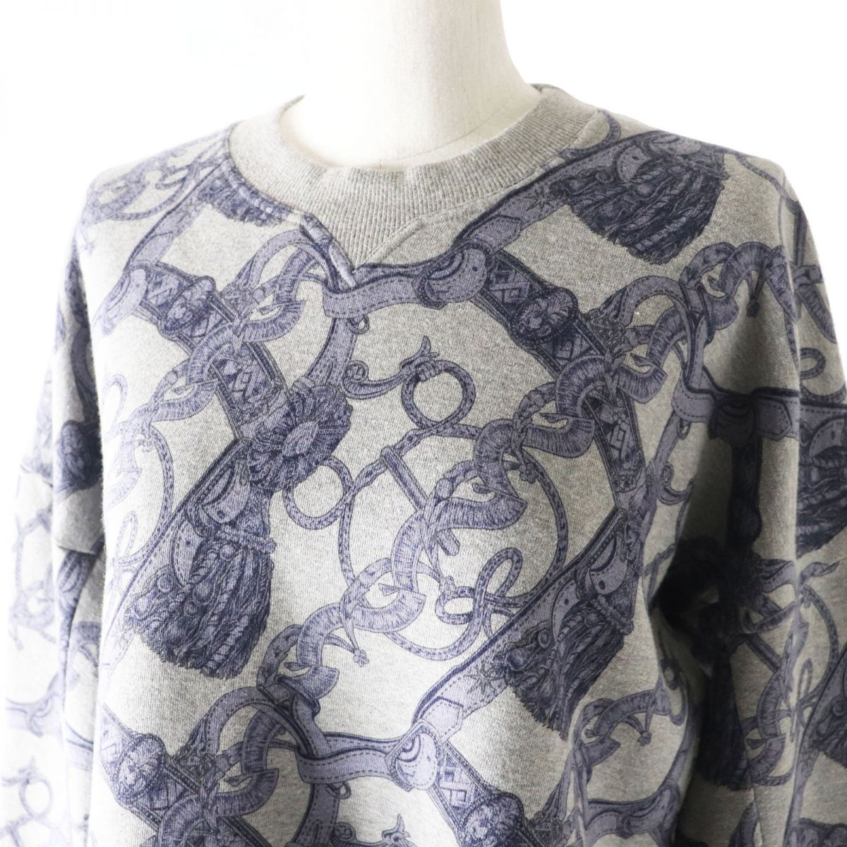 HERMES sweat Main: 86% cotton, Main: 14% camel, Part: 74% cotton, Part: 18% camel, Part: 8% polyurethane Gray x purple<br>Bride de Cour Women 34
