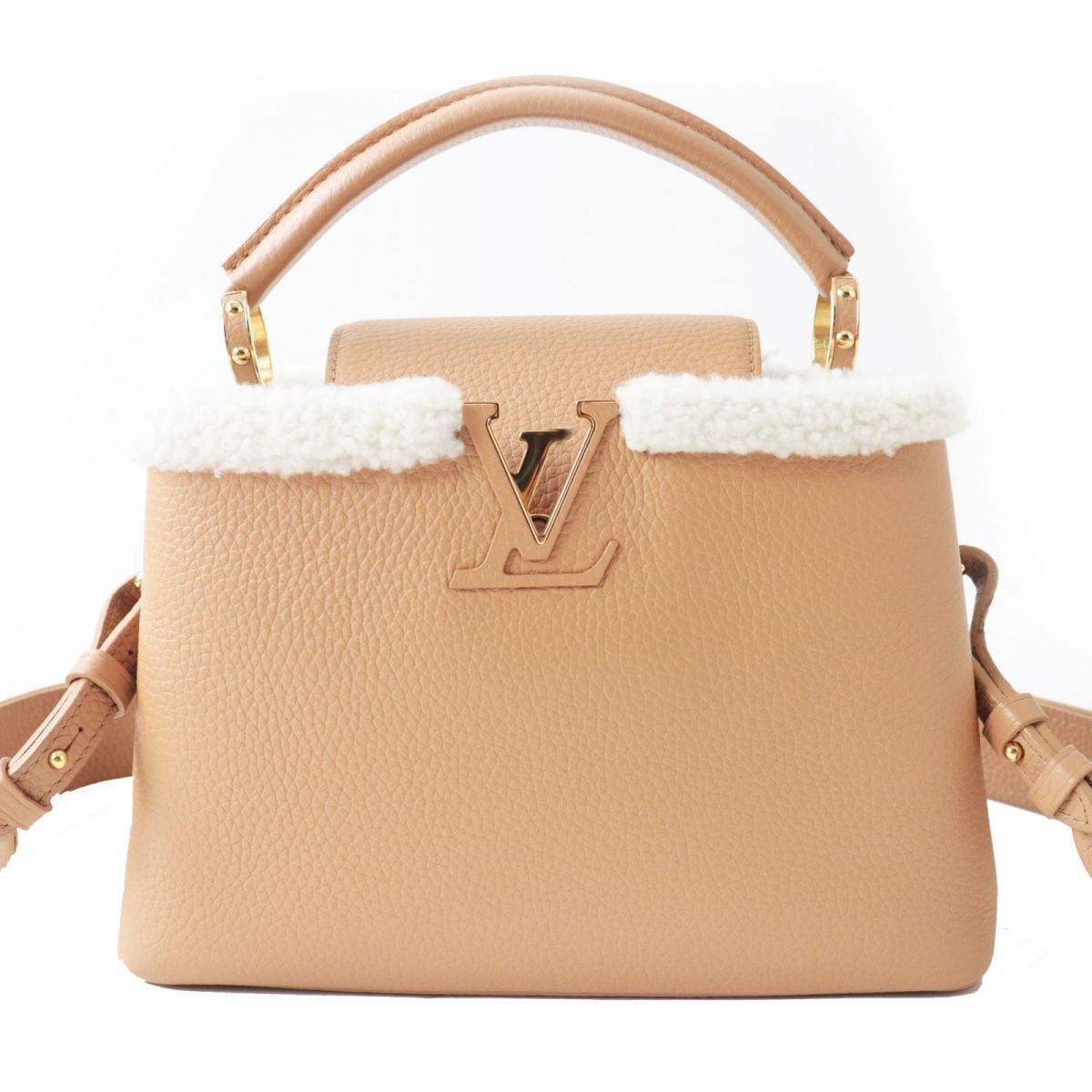 LOUIS VUITTON Shoulder Bag M59267 Taurillon Clemence Leather beige Capusine BB