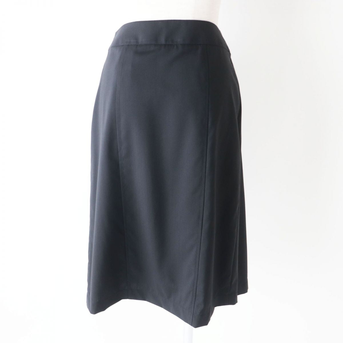 HERMES skirt Outer: 100% wool, Lining: 88% rayon, Lining: 12% polyester Black x Silver Metal Women 34