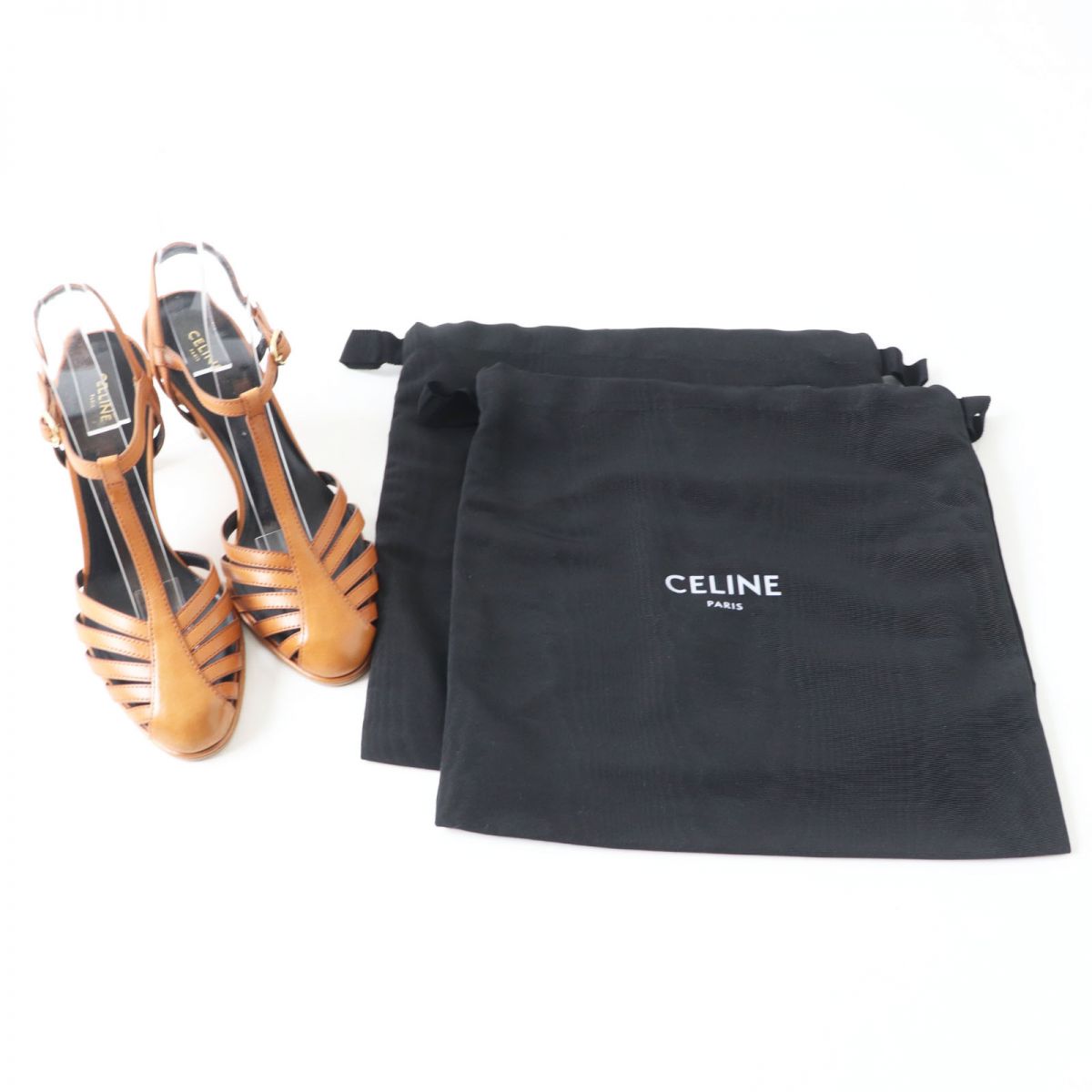 CELINE Sandals Main: Leather Camel Women 35.5