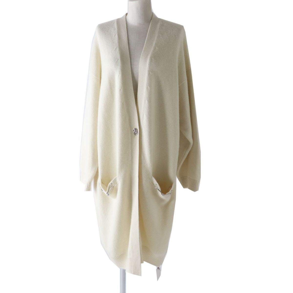 HERMES knit Main: 100% cashmere IvoryxSilverMetal Women 36