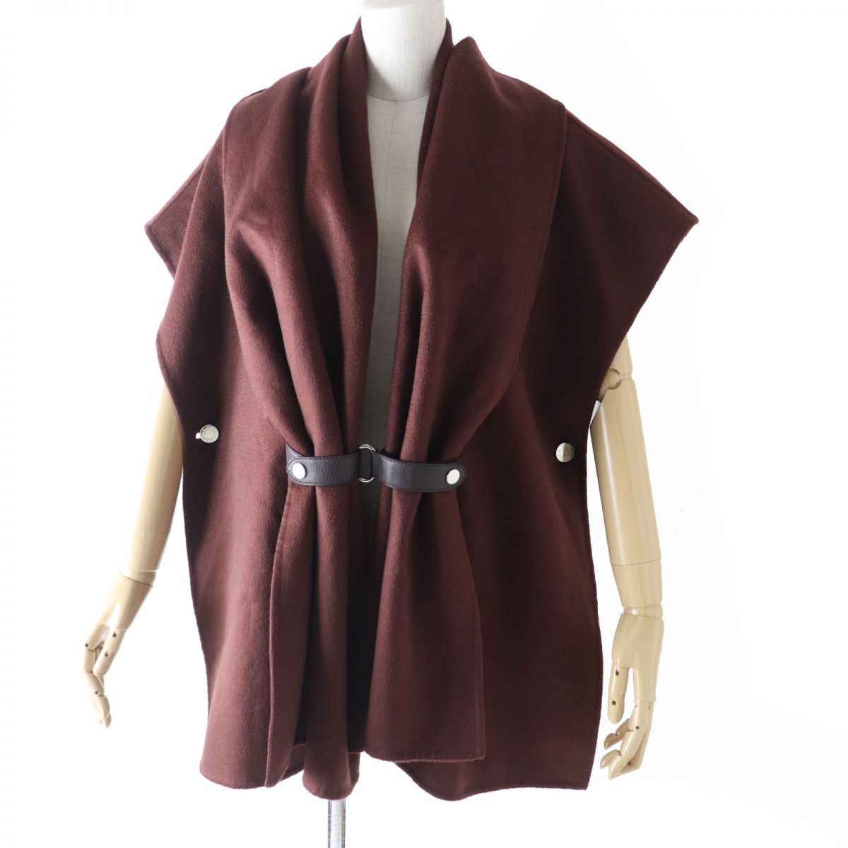 HERMES Vest Main: 100% cashmere, Leather part: Sheepskin Brown Women 34