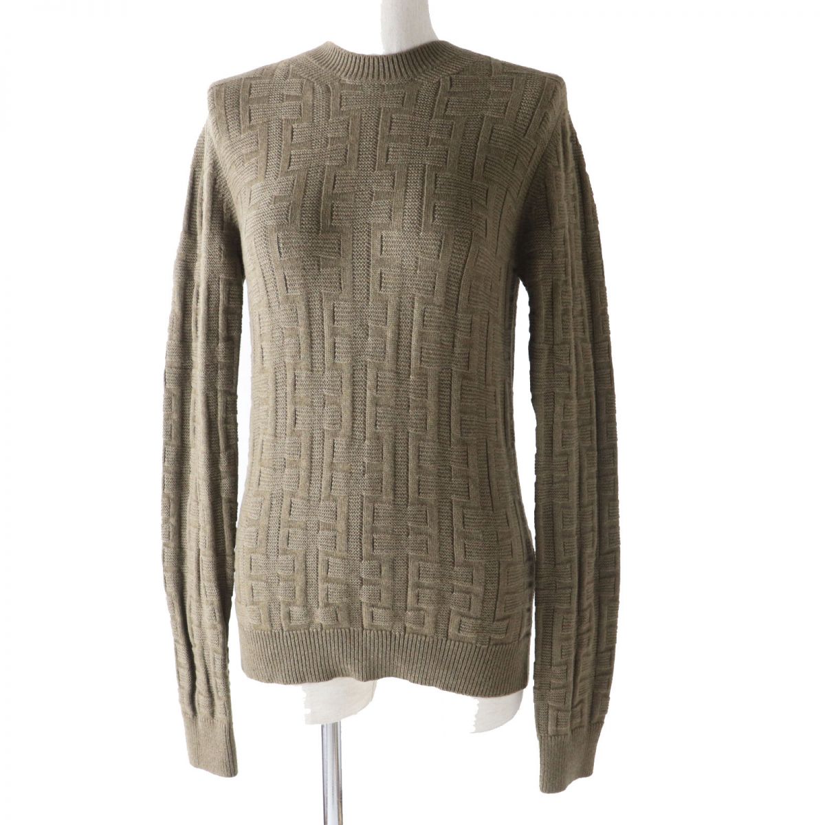 HERMES knit Main: 100% virgin wool Khaki brown type Women 36