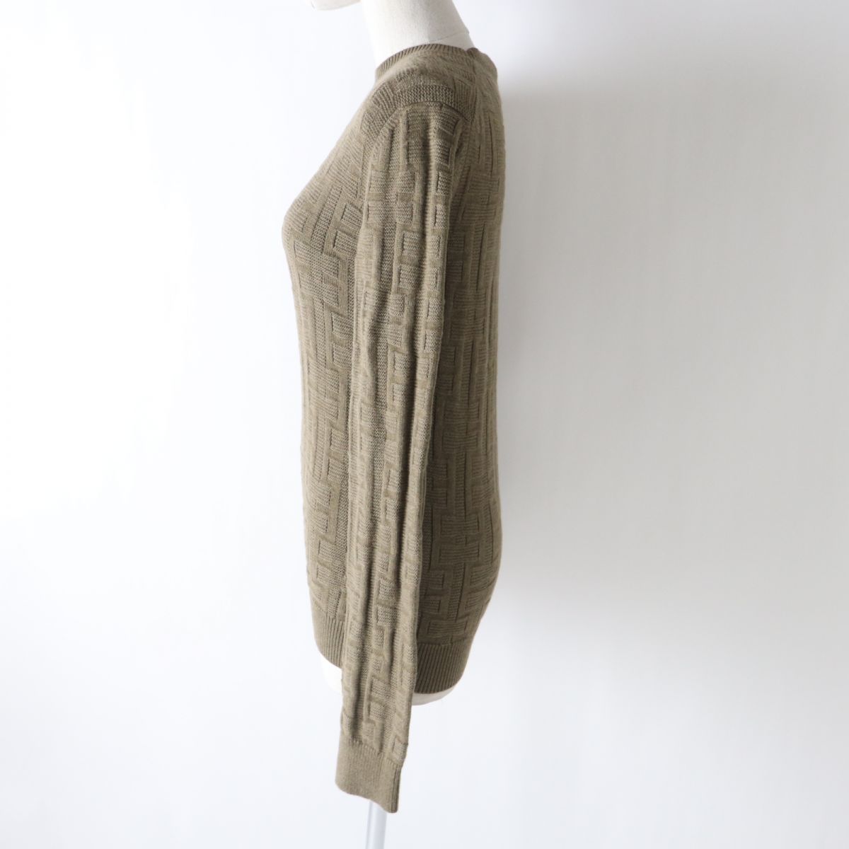 HERMES knit Main: 100% virgin wool Khaki brown type Women 36