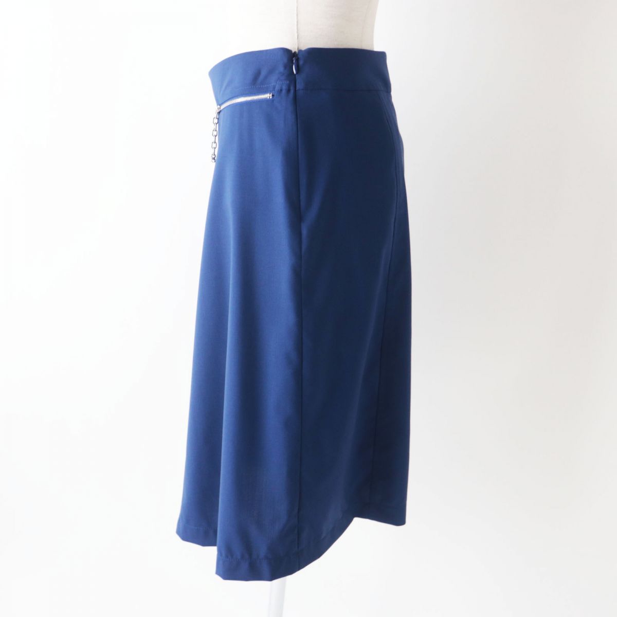 HERMES skirt Outer: 100% wool, part: 88% rayon, part: 12% polyester Blue x Silver Metal Women 34