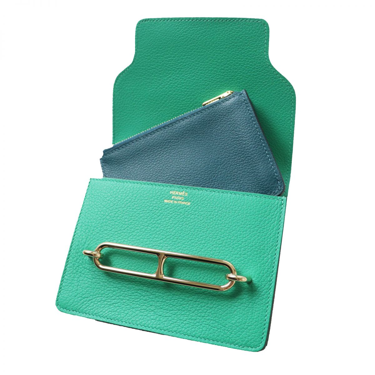 HERMES Coin case Main: Leather, Main: Evercolor mint Ruri Women