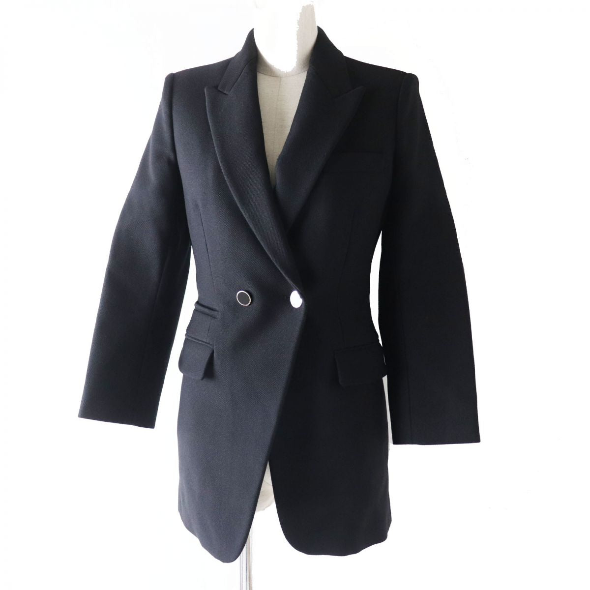 HERMES tailored jacket Outer: 70% nylon, Outer: 30% wool, Lining: 85% rayon, Lining: 15% silk, Sleeve lining: 100% cupra black Women 34