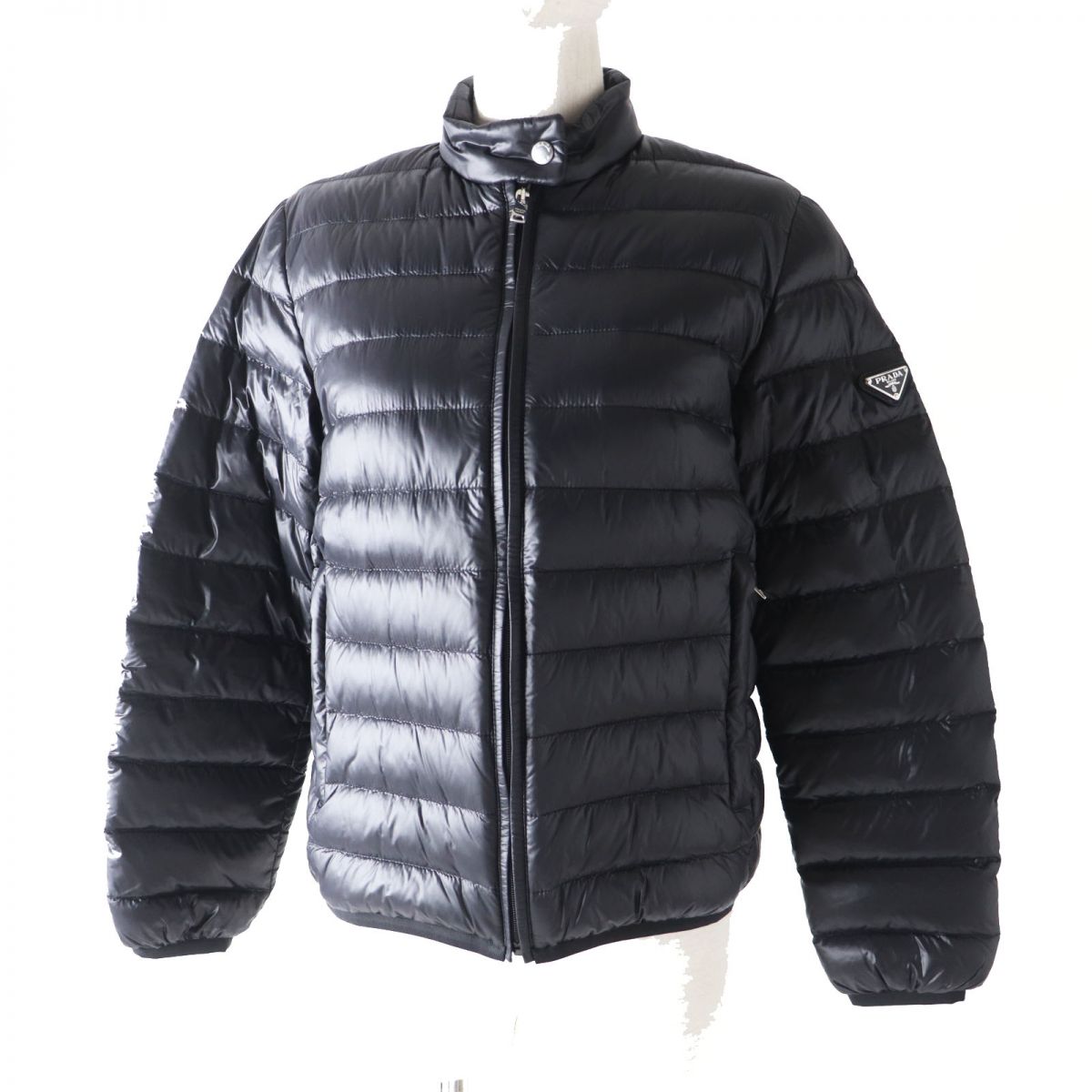 PRADA Down jacket Outer: 100% polyamide (nylon), Lining: 100% polyamide (nylon), Filling: 80% down, Filling: 20% feather Outer: Black<br>Lining: Navy Women 36