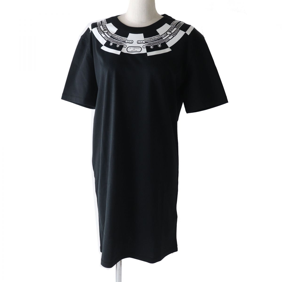 HERMES one piece Main: 100% cotton Black x white<br> LE TRESOR DE MEDOR Women 36