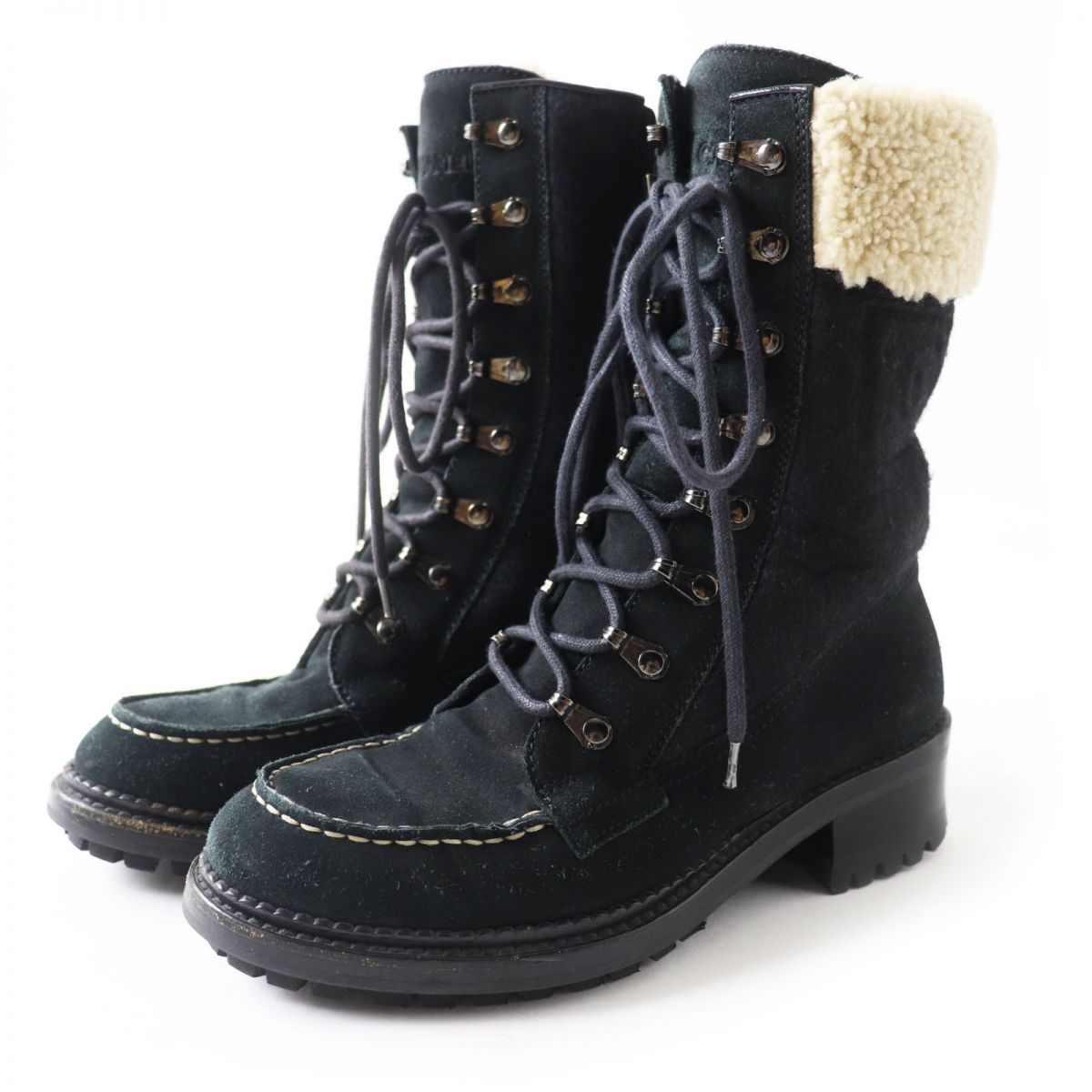 CHANEL boots Main: suede leather, part: boa black Women 35.5