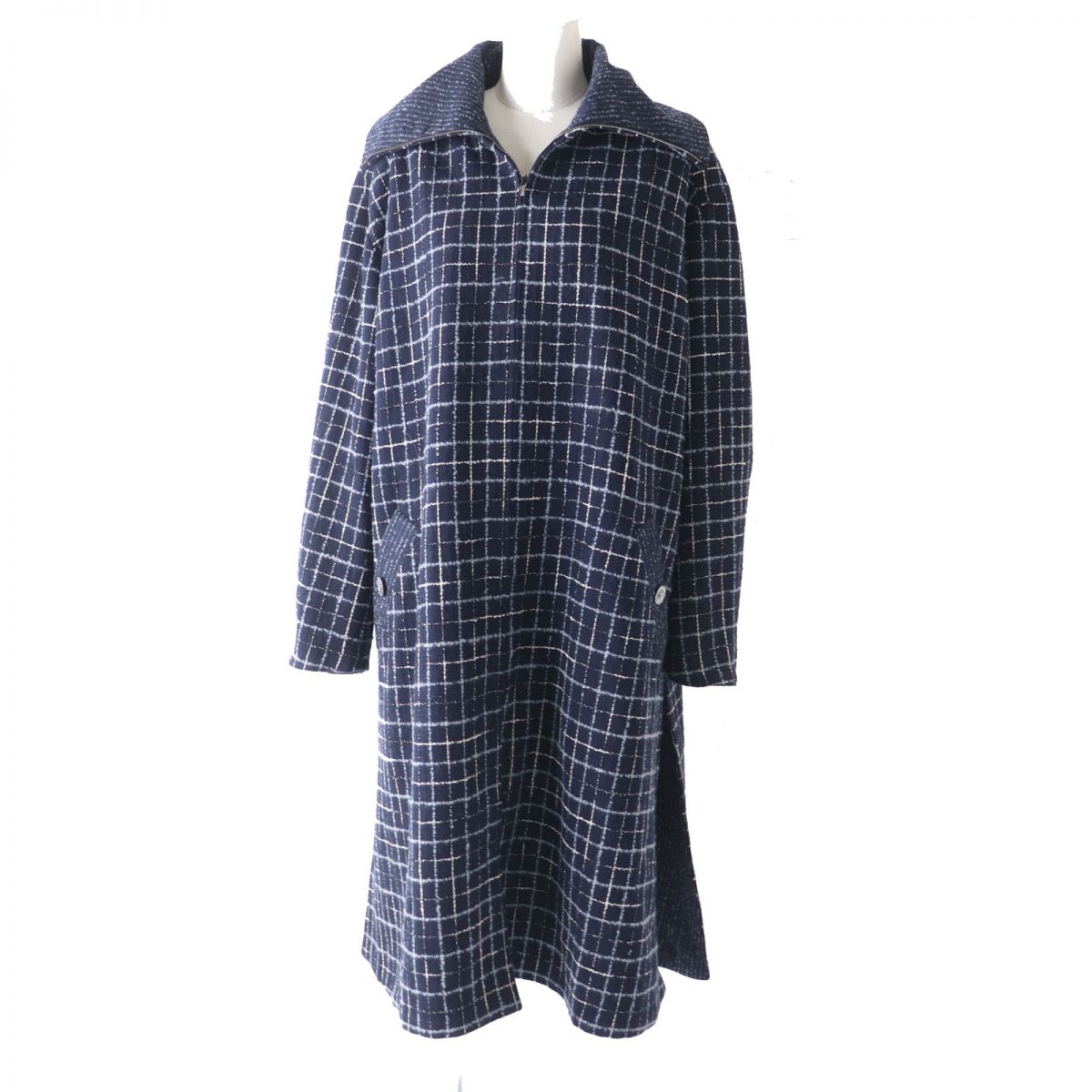 CHANEL coat Image reference Navy x Multi (Block Check Pattern) Women