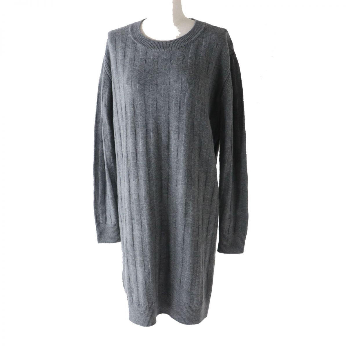 HERMES one piece Main: 100% wool Grey H-pattern knit Women 34