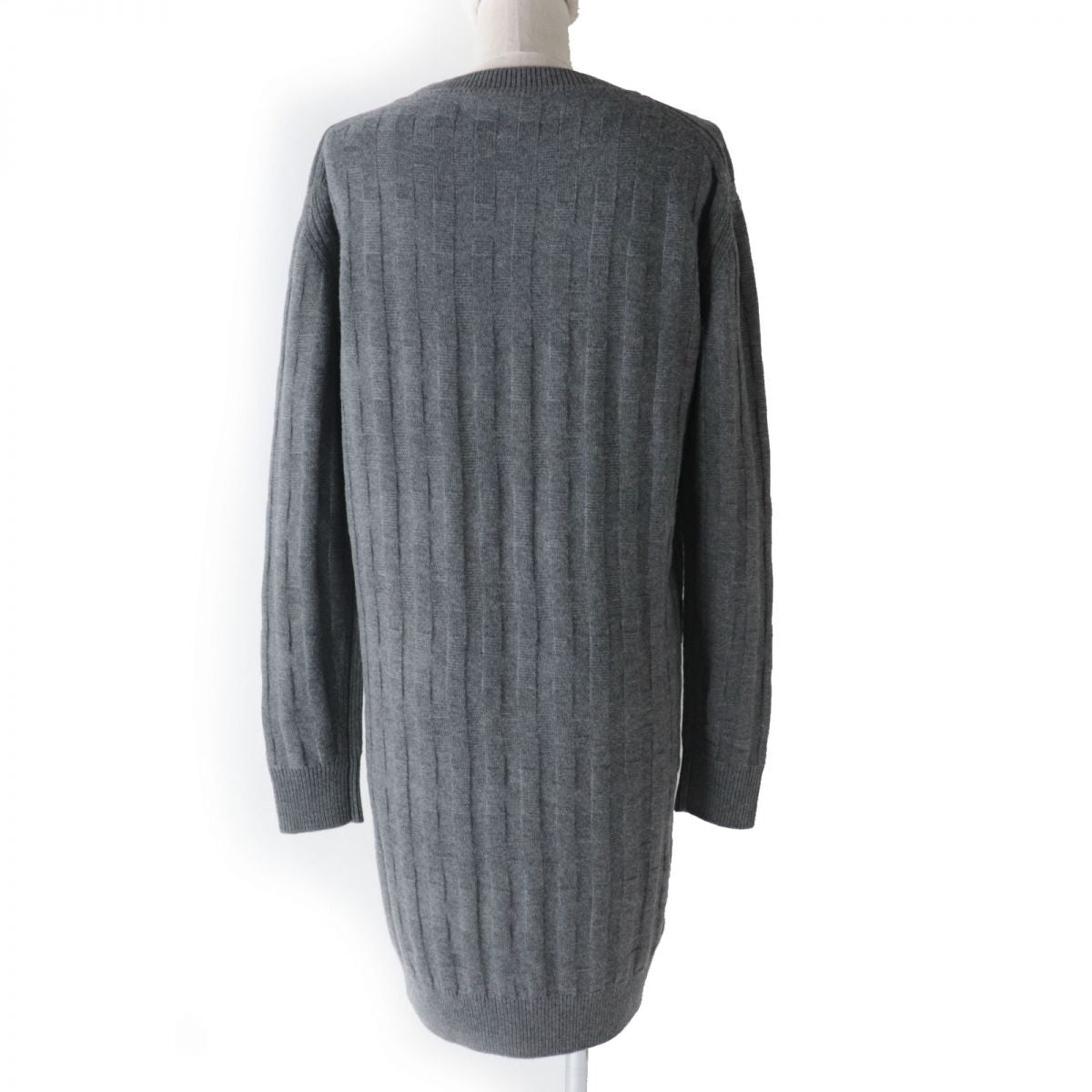 HERMES one piece Main: 100% wool Grey H-pattern knit Women 34