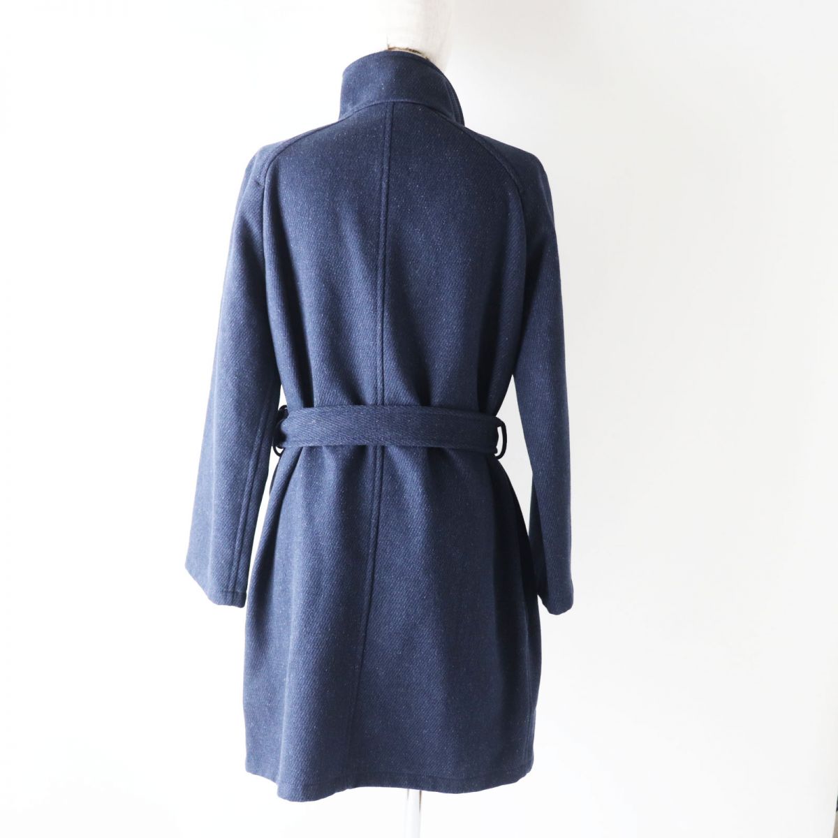 HERMES coat Main: 70% wool, Main: 30% mohair, Part: leather Blue x gray Women 34