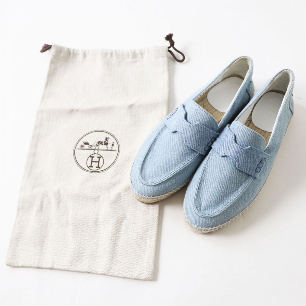 HERMES Slip-on denim Light blue 35