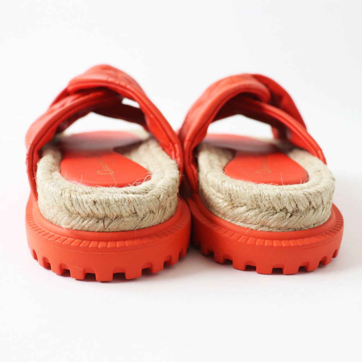 Christian Dior Sandals Main: Leather, Main: Jute Vermilion x Natural Women 37.5