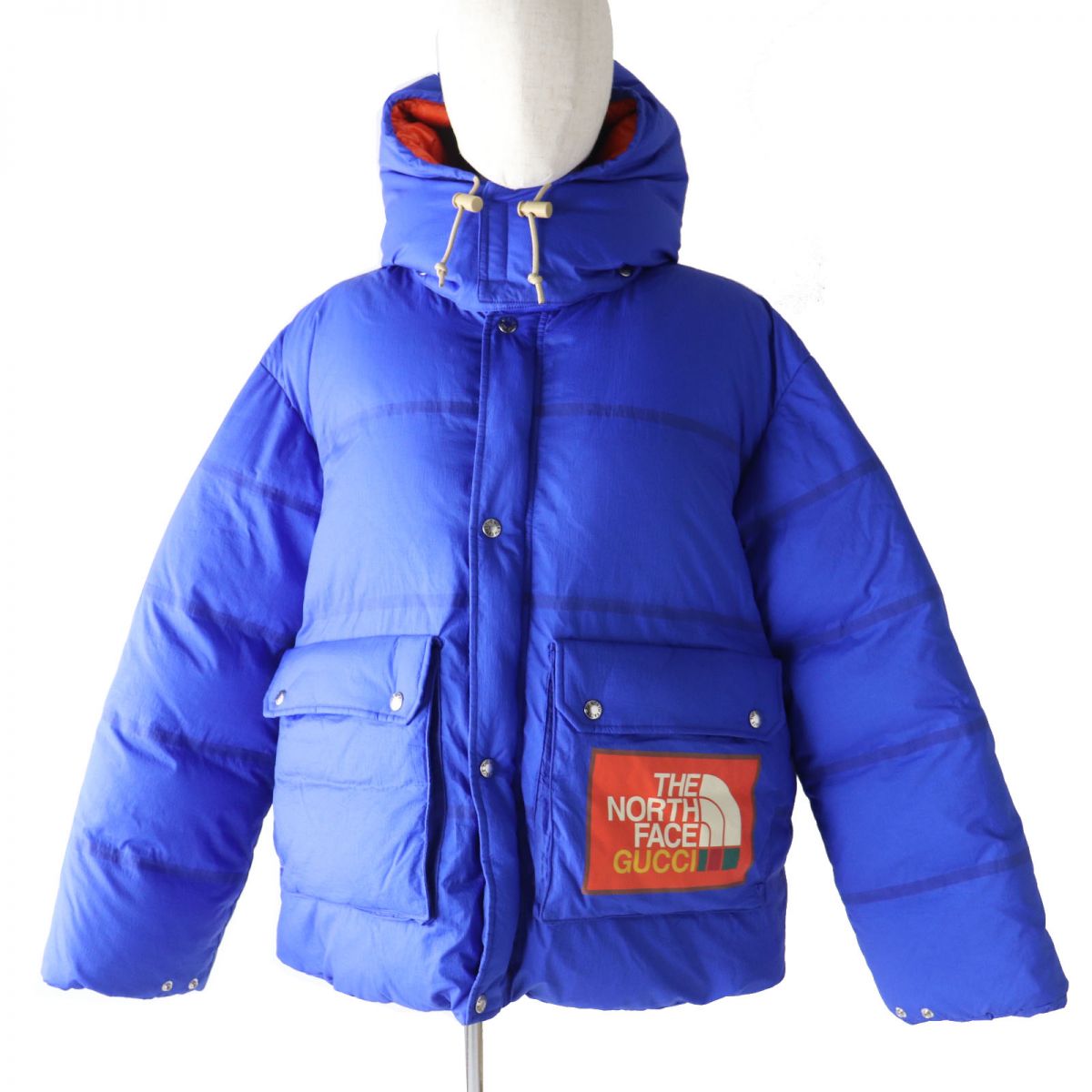 GUCCI Down jacket Outer: 100% nylon, Lining: 100% nylon, Part: polyurethane, Filling: 80% down, Filling: 20% feather, Part: 100% polyester Outer: Blue<br>Lining: Orange Women M