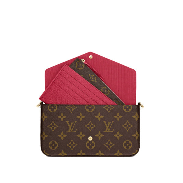 LOUIS VUITTON Shoulder Bag M61276 Monogram canvas, leather Brown mini bag clutch bag ChainShoulder strap Pochette Felice Women