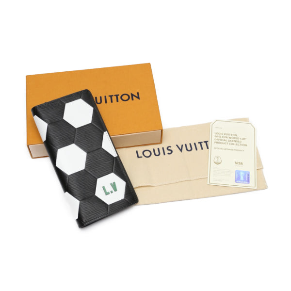 LOUIS VUITTON Long Wallet Purse M63294 Epi Leather Noir Portefeuille Blaza Epi Russia 2018 FIFA unisex(Unisex)