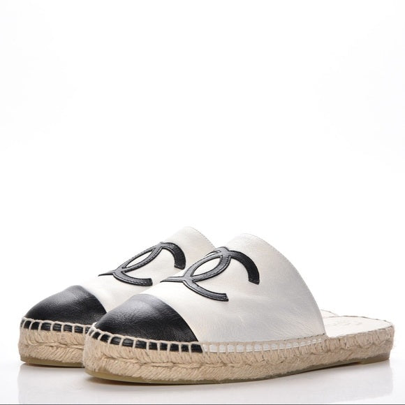 CHANEL IRIDESCENT ESPADRILLE MULES