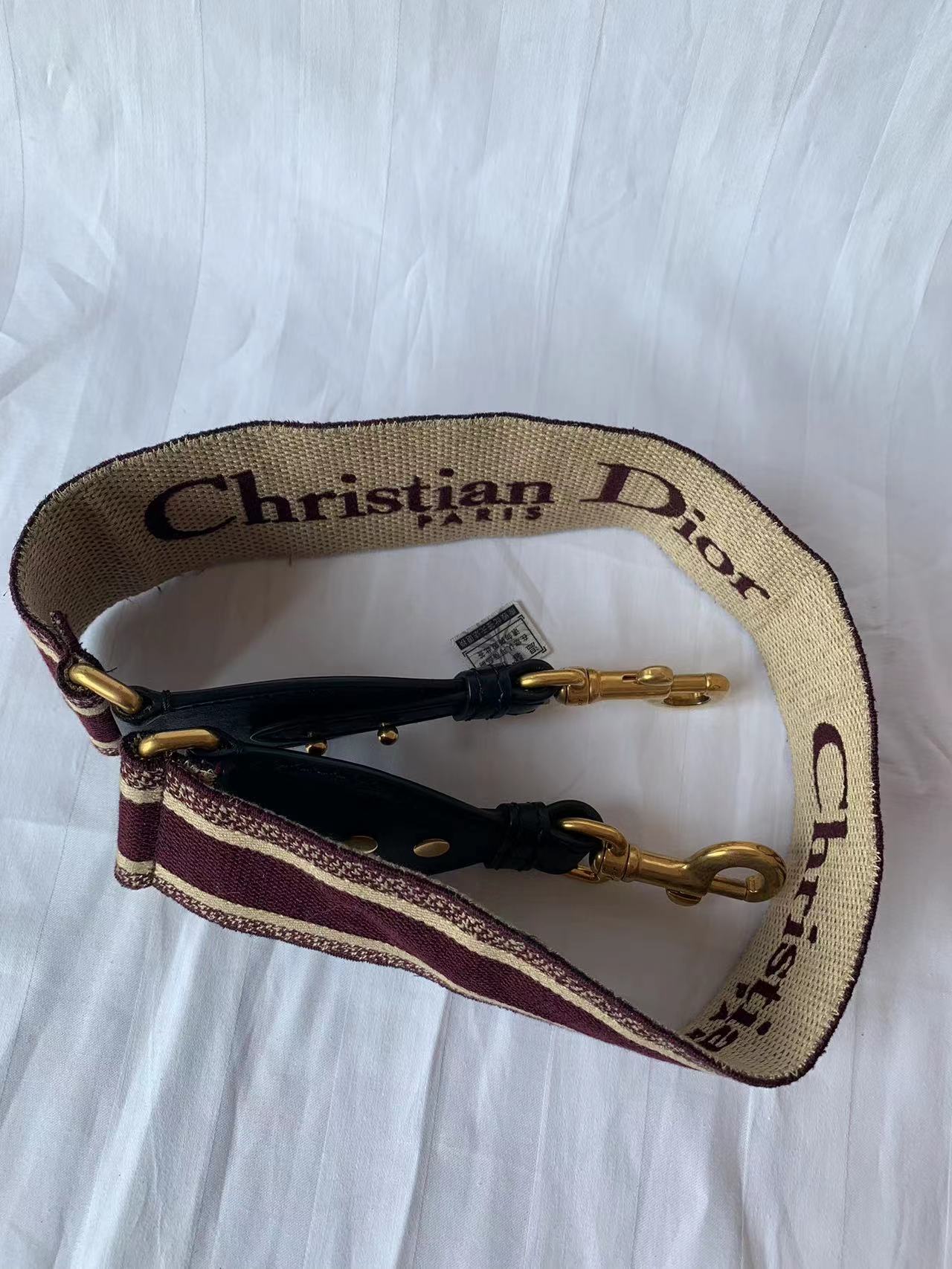 Dior Strap red and beige canvas with Dior Logo Embroidery