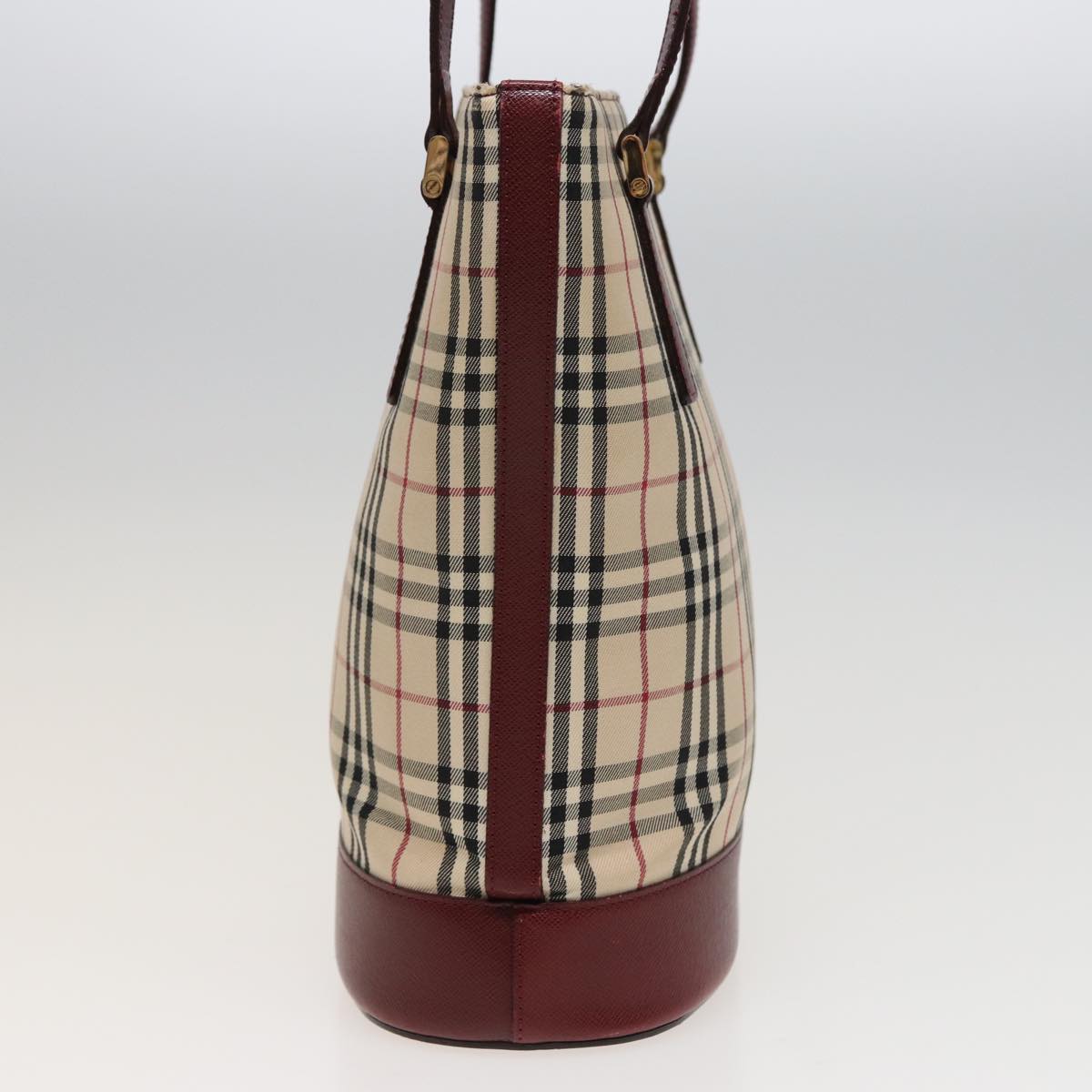 Luxury Burberry Nova Check Tote Bag Canvas Beige Auth mr278