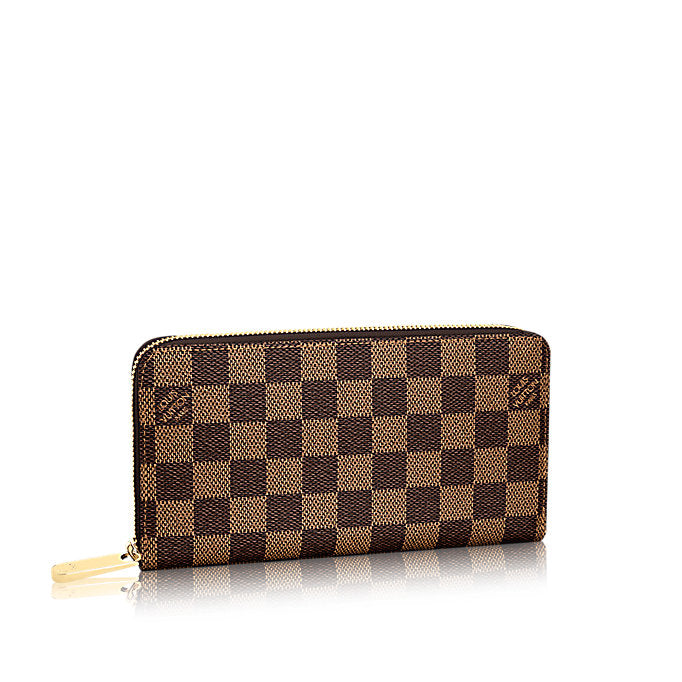 LOUIS VUITTON Long Wallet Purse N41661 Damier canvas Brown Zip Around Damier Zippy wallet mens(Unisex)