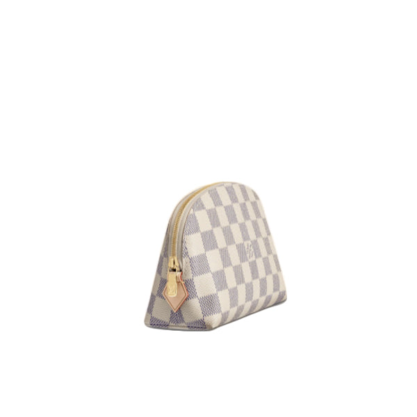 LOUIS VUITTON Pouch N60024 Damier Azur canvas, leather white Pochette Cosmetic cosmetic pouch Women
