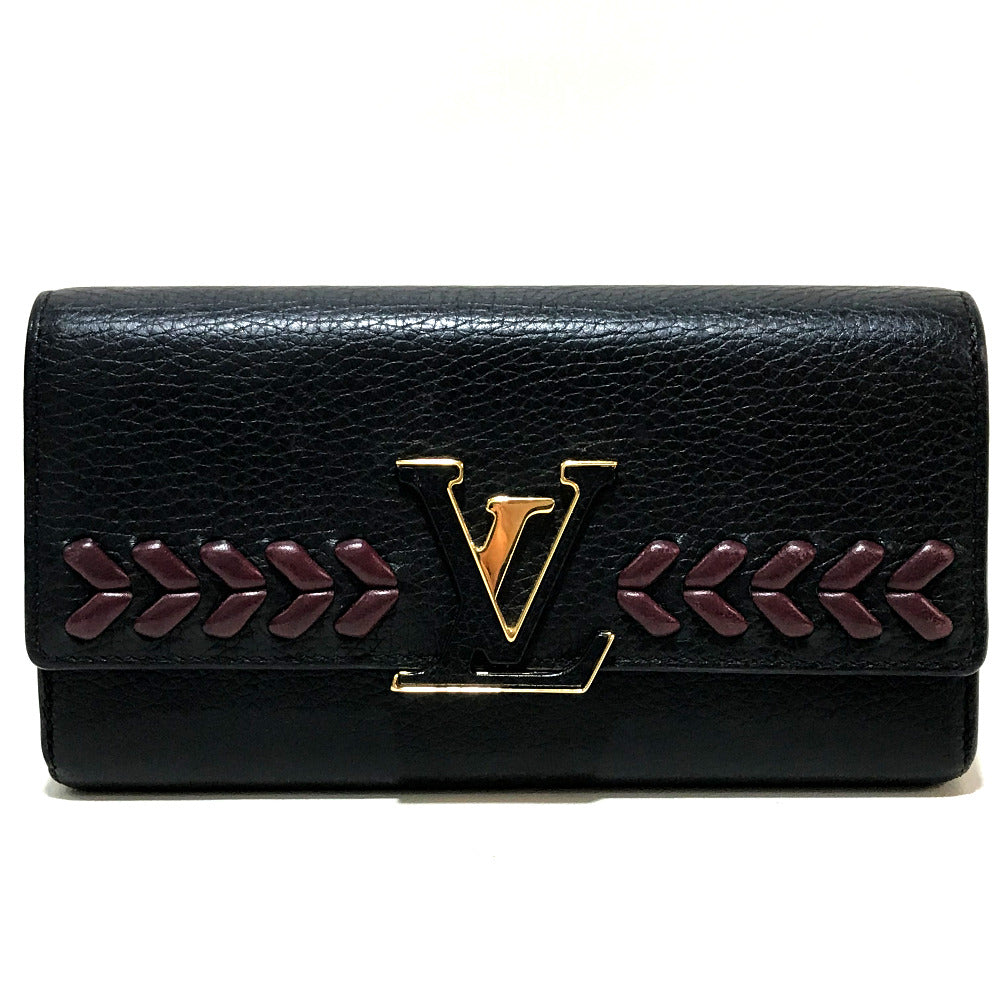 LOUIS VUITTON Folded wallet M62076 Taurillon Clemence Leather black Taurillon Clemence Portefeuille Capsine Women