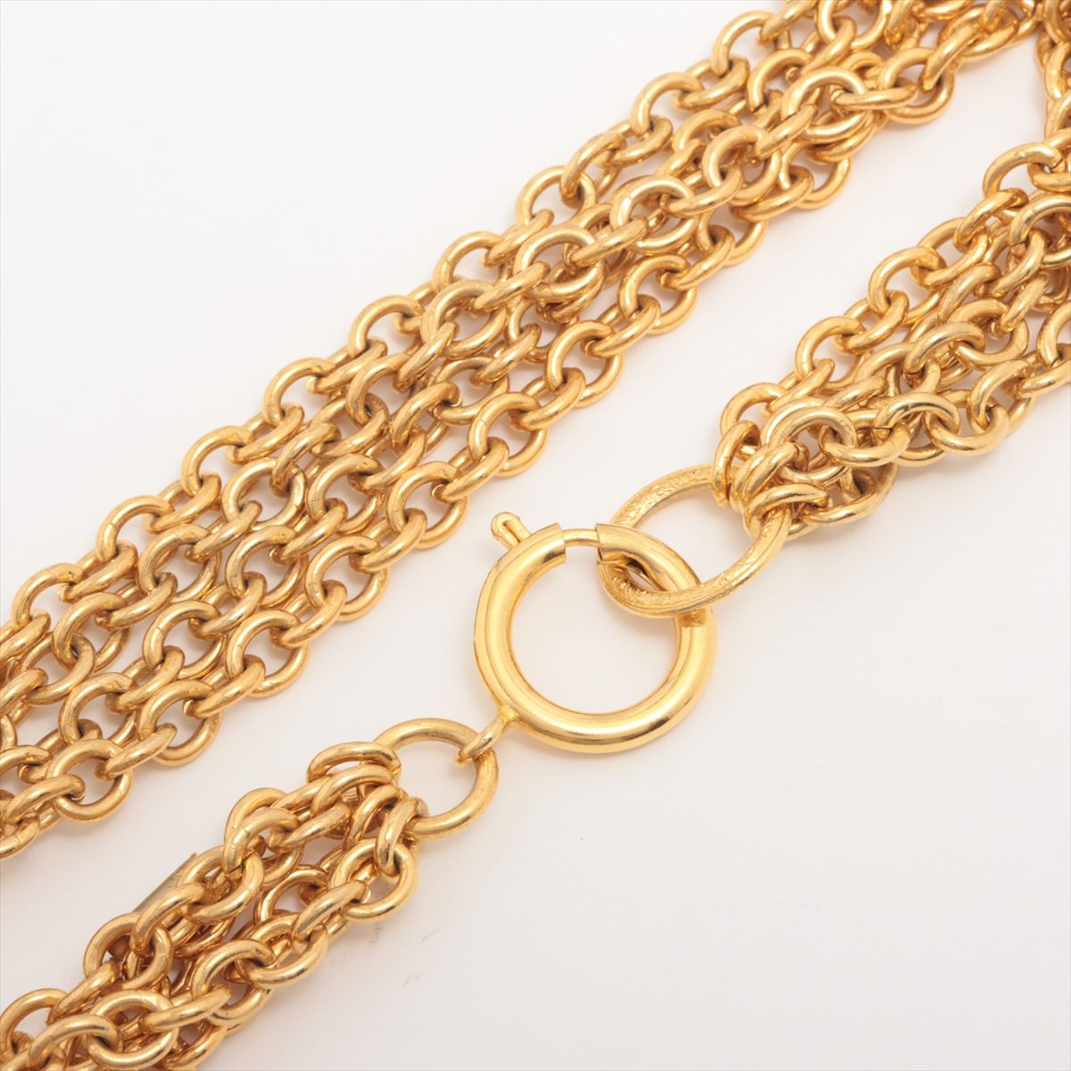 Chanel Gold Metal Quilted Flap Bag Multi-Chain Necklace
