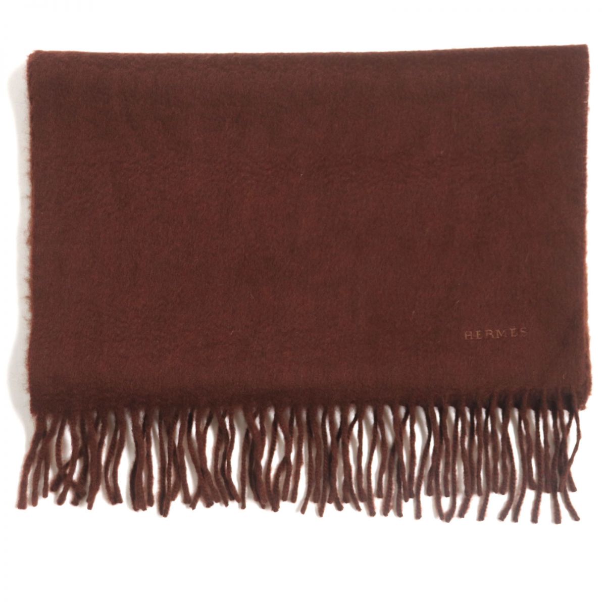 HERMES Scarf Main: 100% cashmere Red brown mens