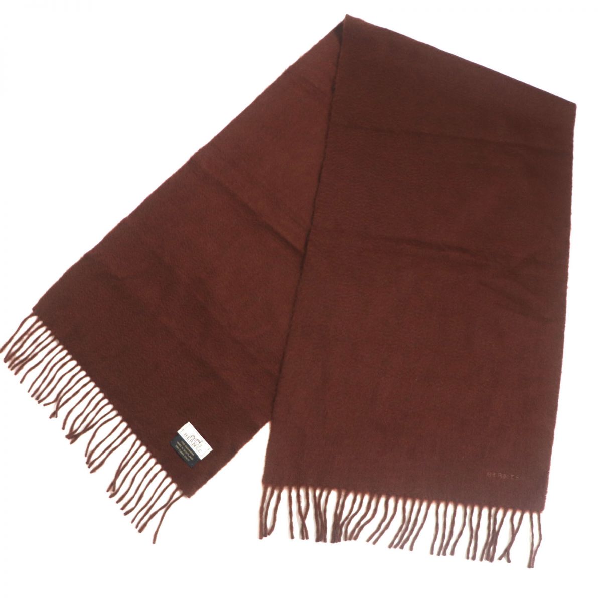 HERMES Scarf Main: 100% cashmere Red brown mens